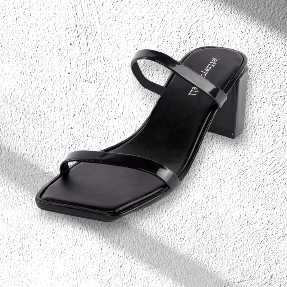 Jeffery Campbell- Jamm-3 Heeled Sandal in Black Shiny Size 9